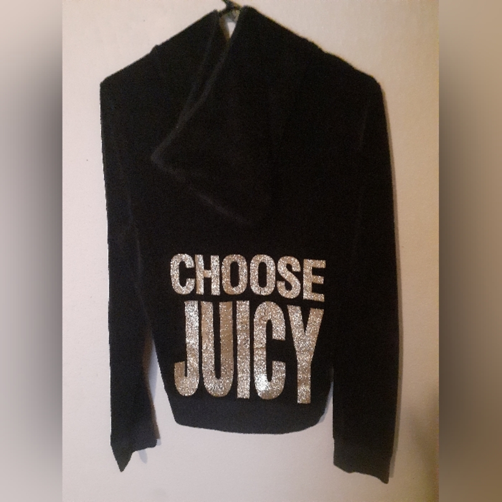 navy and gold "choose juicy" juicy couture velour track zip up xl